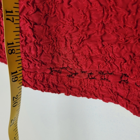 Valerie Stevens Petite ruched textured 100% silk red tank round neck classic 12P - Picture 6 of 12